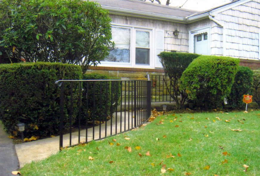 Wrought Iron Railing, Style #2 Curved to Follow Walkway