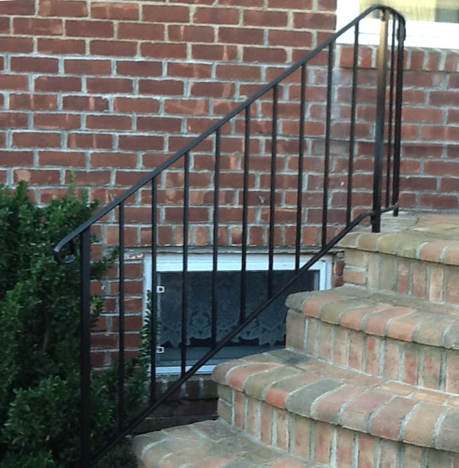 Wrought Iron Railing, Style #2 with a Slight Curve to Follow Stoop