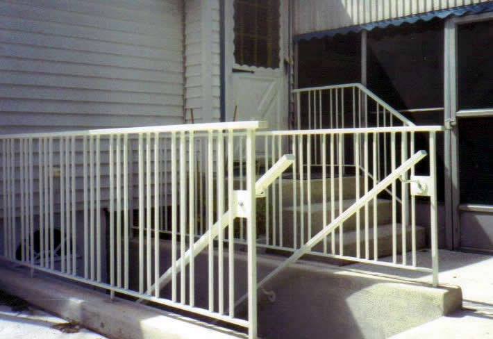 Wrought Iron Railing, Style #5 on Basement Entrance with Handrails Attached